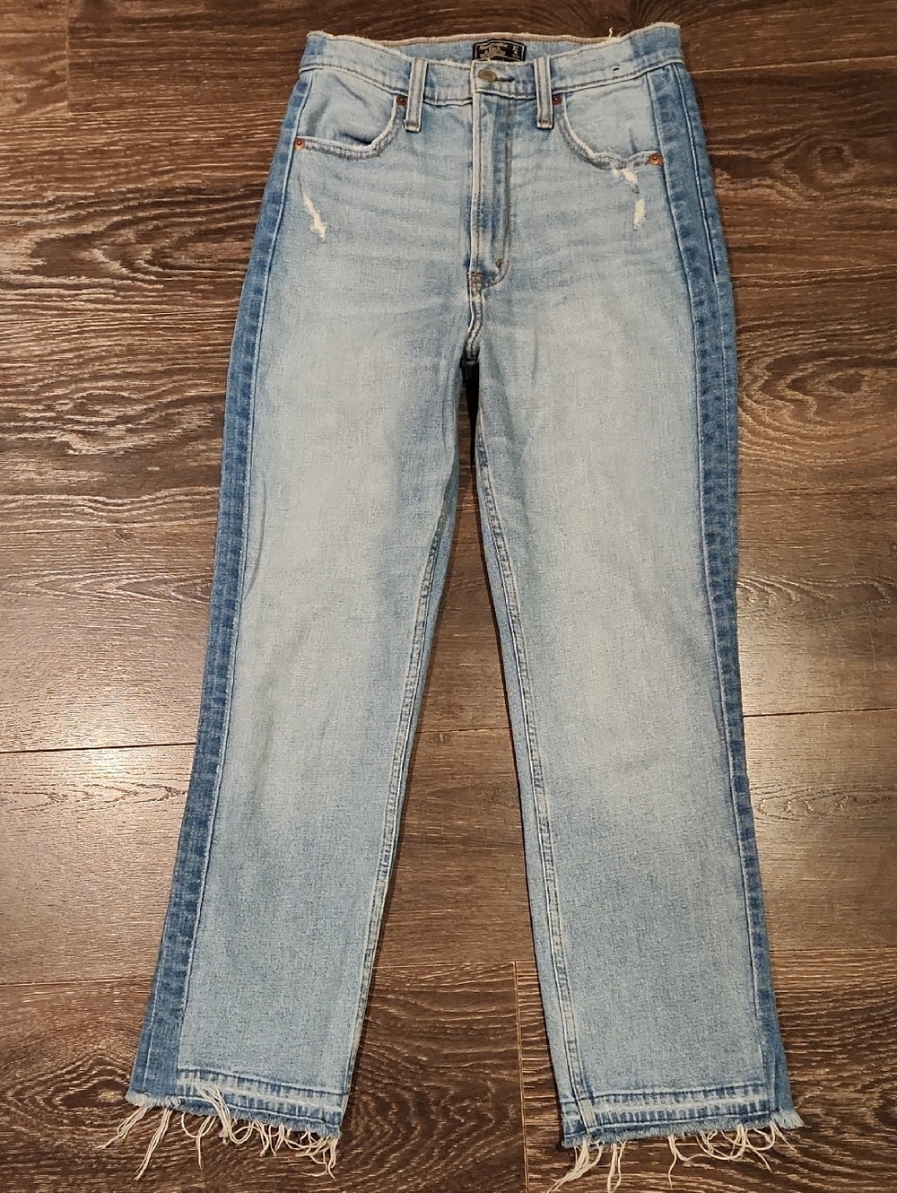❤️ NWOT! ABERCROMBIE & FITCH ZOE NATURAL RISE ANKLE STRAIGHT JEANS, SPLICED, 4